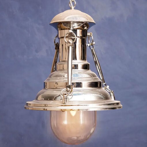 Industrial Silver Chrome Dome Lighthouse Ceiling Light Pendant 29cm