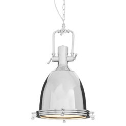 Industrial Silver Chrome Dome Shaped Ceiling Light Pendant 36cm