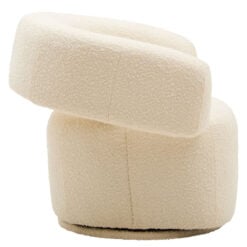 Ivory Cream White Boucle Swivel Revolving Tub Curved Armchair Accent Chair