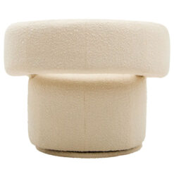 Ivory Cream White Boucle Swivel Revolving Tub Curved Armchair Accent Chair