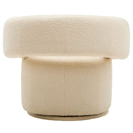 Ivory Cream White Boucle Swivel Revolving Tub Curved Armchair Accent Chair