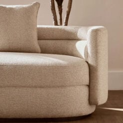 Natural Linen Boucle Curved 3 Seater Sofa 227cm
