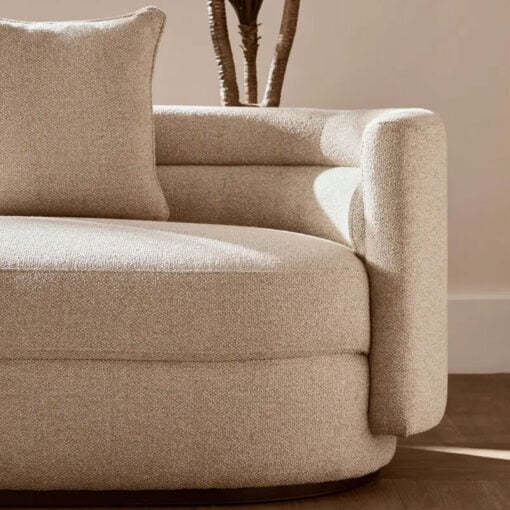Natural Linen Boucle Curved 3 Seater Sofa 227cm
