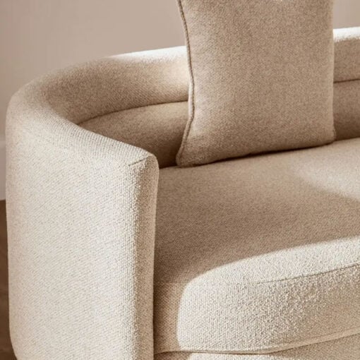 Natural Linen Boucle Curved 3 Seater Sofa 227cm