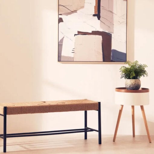 Scandi White And Natural Wood Removable Lid Storage Side Table End Table