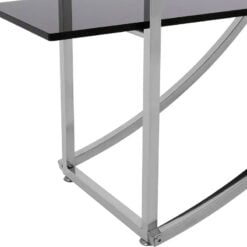 Silver Chrome Metal And Black Glass Large 4 Tier Open Curved Shelving Unit Bookcase