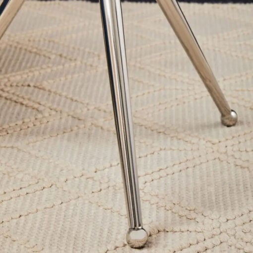 Silver Chrome Metal And Clear Glass Round Tripod Side Table With A Handle