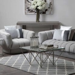 Silver Chrome Metal And Glass Prismatic Coffee Table 80cm