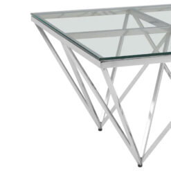 Silver Chrome Metal And Glass Prismatic Coffee Table 80cm