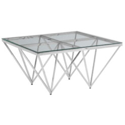 Silver Chrome Metal And Glass Prismatic Coffee Table 80cm