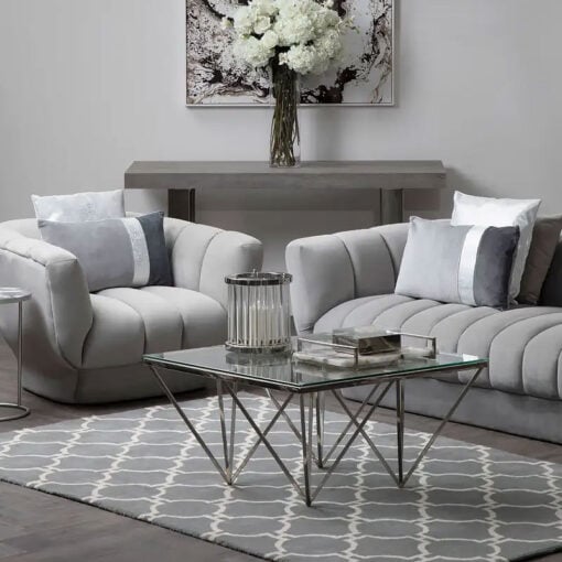 Silver Chrome Metal And Glass Prismatic Coffee Table 80cm