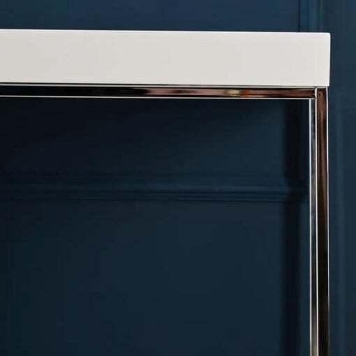 Silver Chrome Metal And White High Gloss Wood Console Table 120cm