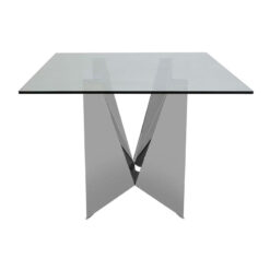 Silver Chrome Metal Clear Glass Modern Contemporary 6 Seater Dining Table 200cm