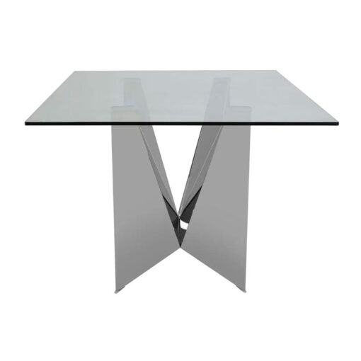 Silver Chrome Metal Clear Glass Modern Contemporary 6 Seater Dining Table 200cm