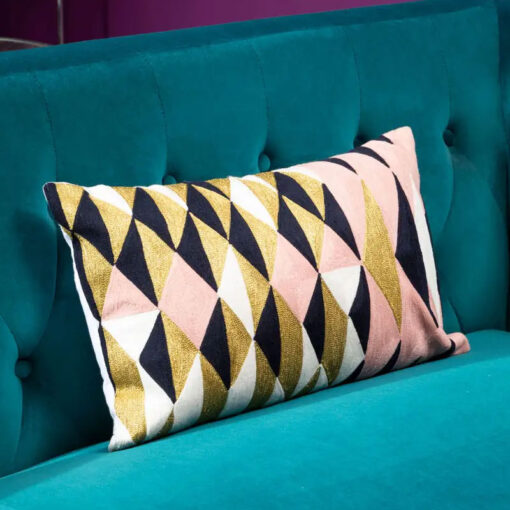 Teal Velvet And Silver Chrome Metal 3 Seater Button Tufted Sofa 220cm