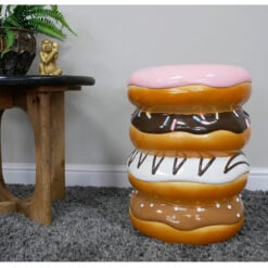 Boho Novelty Quirky Stack Of Doughnuts Resin Side Table End Table