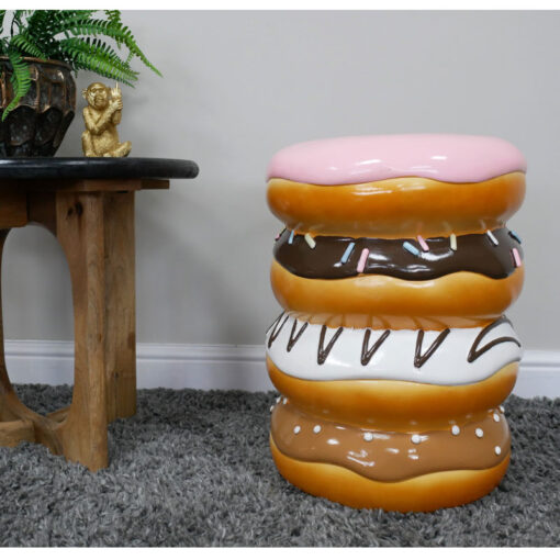 Boho Novelty Quirky Stack Of Doughnuts Resin Side Table End Table