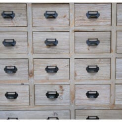 Boho Rustic Solid Light Fir Wood Multi Drawer Apothecary Cabinet With Wheels 87cm