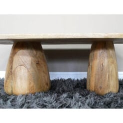 Boho Rustic Solid Light Mango Wood Chunky Oval Coffee Table 110cm