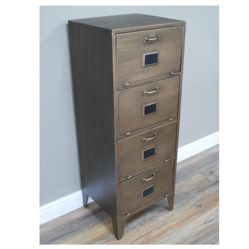 Industrial Antique Copper Metal 4 Door Tall File Storage Cabinet 120cm