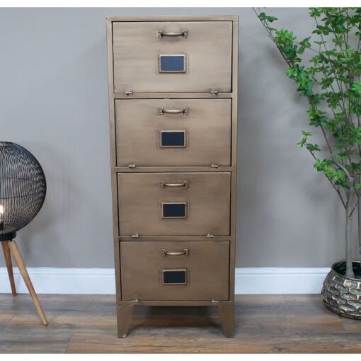 Industrial Antique Copper Metal 4 Door Tall File Storage Cabinet 120cm
