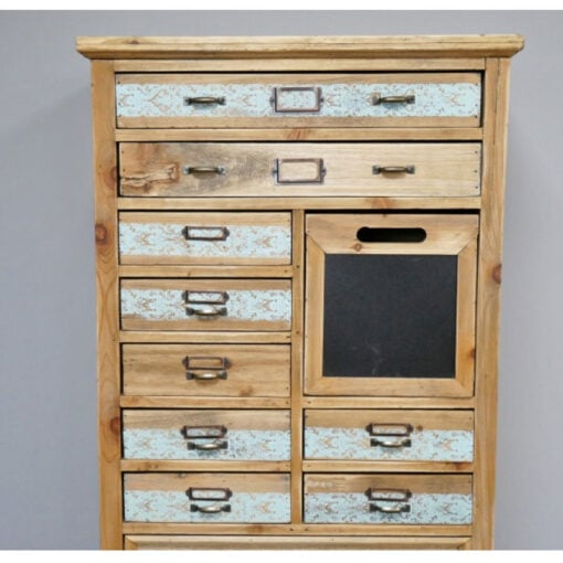 Industrial Boho Solid Fir Wood Multi Drawer Apothecary Tall Cabinet 131cm