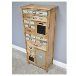 Industrial Boho Solid Fir Wood Multi Drawer Apothecary Tall Cabinet 131cm