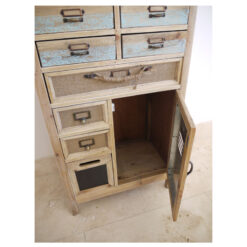 Industrial Boho Solid Fir Wood Multi Drawer Apothecary Tall Cabinet 131cm