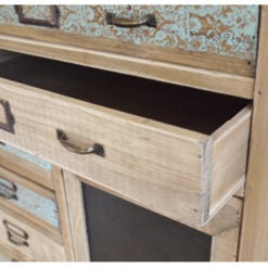 Industrial Boho Solid Fir Wood Multi Drawer Apothecary Tall Cabinet 131cm
