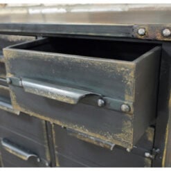 Industrial Distressed Black Metal 3 Door 3 Drawer Sideboard Cabinet 101cm