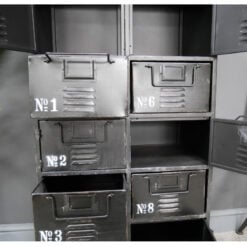 Industrial Distressed Black Metal Apothecary Multi Drawer Locker Cabinet 111cm