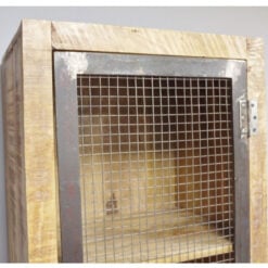 Industrial Rustic Solid Light Mango Wood And Black Metal 1 Door 4 Tier Display Cabinet Shelving Unit Bookcase 182cm