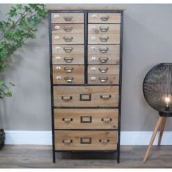 Industrial Rustic Solid Light Reclaimed Fir Wood Tall Multi Drawer Apothecary Cabinet