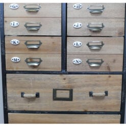 Industrial Rustic Solid Light Reclaimed Fir Wood Tall Multi Drawer Apothecary Cabinet