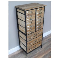 Industrial Rustic Solid Light Reclaimed Fir Wood Tall Multi Drawer Apothecary Cabinet