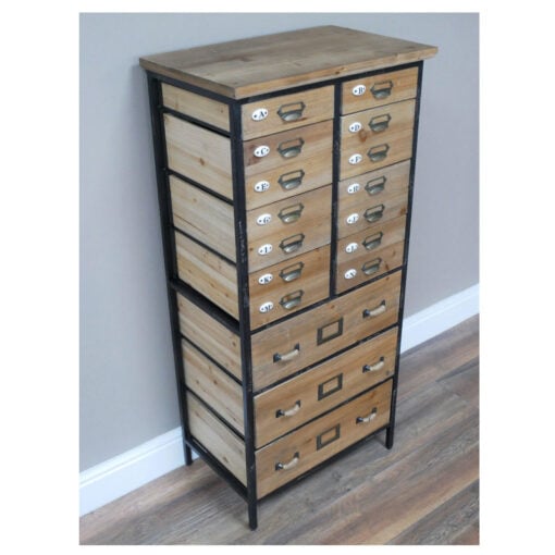 Industrial Rustic Solid Light Reclaimed Fir Wood Tall Multi Drawer Apothecary Cabinet