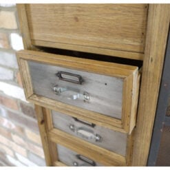 Industrial Solid Fir Wood Multi Drawer 1 Sliding Mesh Door Wall Shelving Unit Cabinet 69cm