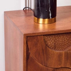 Boho Dark Brown Solid Carved Mango Wood Large 4 Door Sideboard 152cm