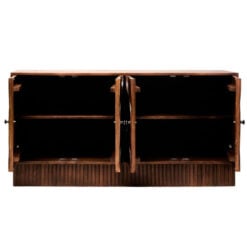 Boho Dark Brown Solid Carved Mango Wood Large 4 Door Sideboard 152cm