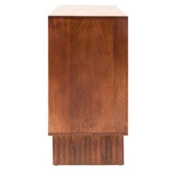 Boho Dark Brown Solid Carved Mango Wood Large 4 Door Sideboard 152cm