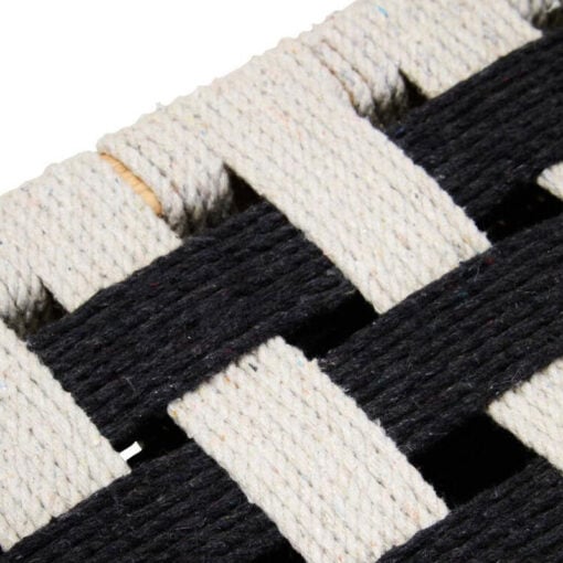 Boho Rustic Black And White Woven Jute And Solid Mango Wood Hallway Bedroom Bench 92cm