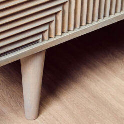 Boho Rustic Solid Grey Washed Carved Mango Wood 2 Door Small Sideboard Cabinet