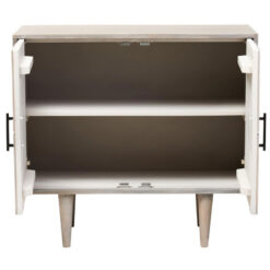 Boho Rustic Solid Grey Washed Carved Mango Wood 2 Door Small Sideboard Cabinet