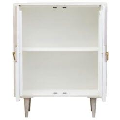 Boho White Washed Solid Carved Mango Wood 2 Door Abstract Sideboard Cabinet 91cm