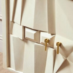 Boho White Washed Solid Carved Mango Wood 4 Door Abstract Large Sideboard 155cm