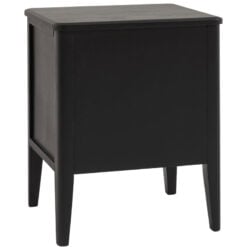 2 Drawer Black Wood Bedside Cabinet Side Table With Gold Metal Handles