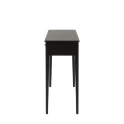 2 Drawer Black Wood Slim Console Table With Gold Metal Handles