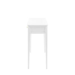 2 Drawer White Wood Slim Console Table With Gold Metal Handles