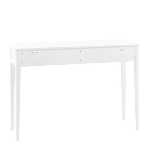 2 Drawer White Wood Slim Console Table With Gold Metal Handles