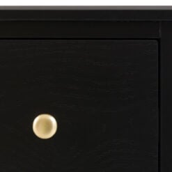 3 Drawer Black Wood Chest Of Drawers With Gold Metal Handles